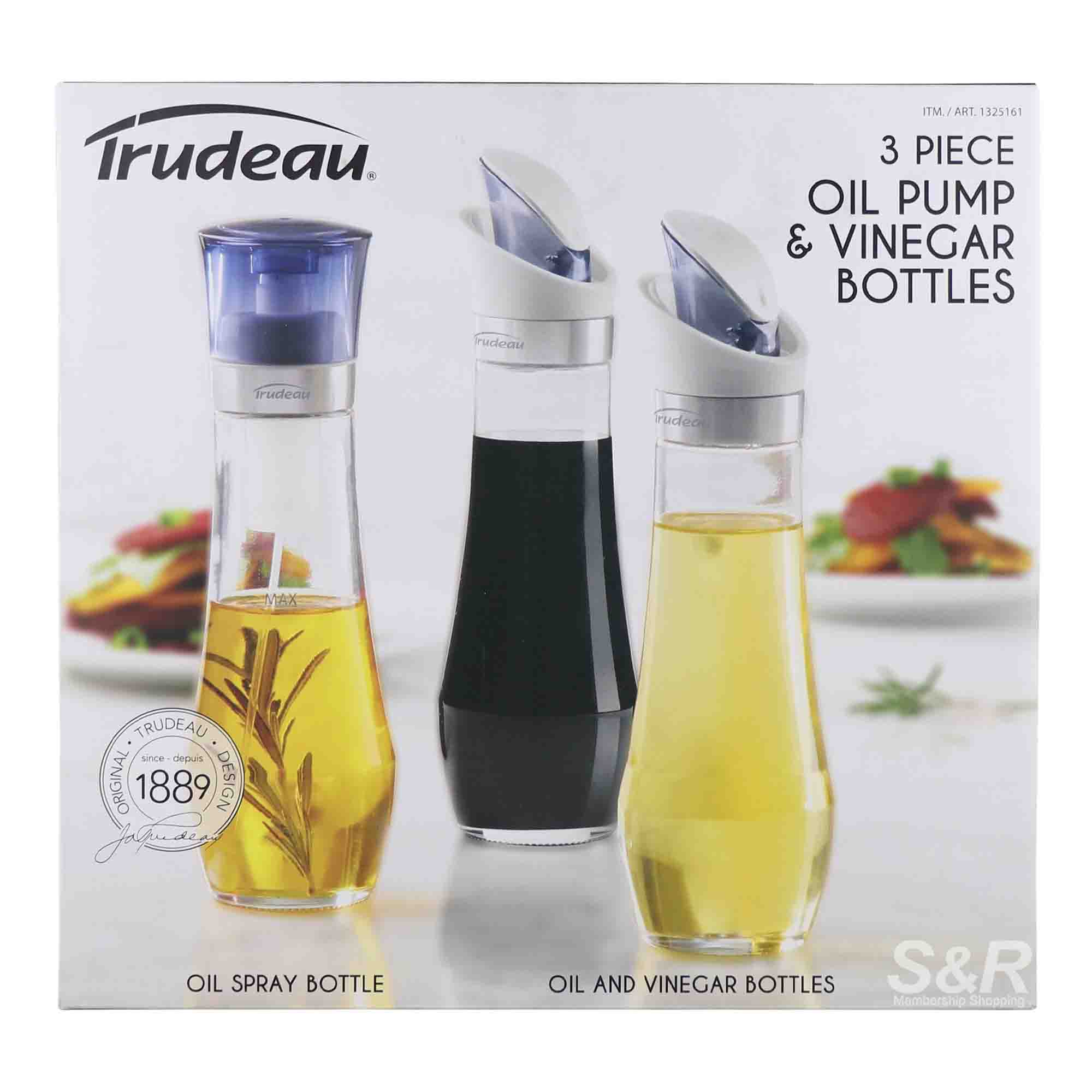 Trudeau Oil Pump & Vinegar Bottles 3pcs
